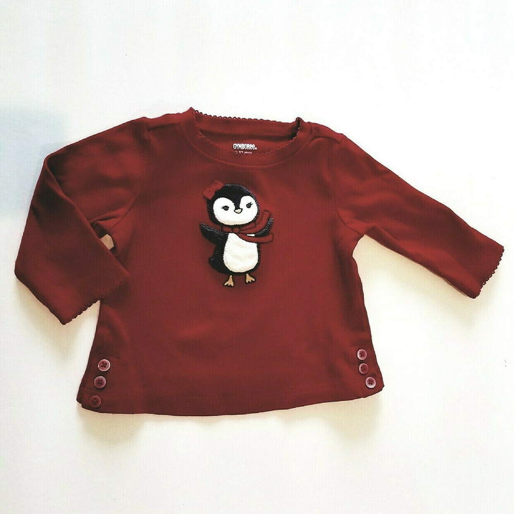 Burgundy Gymboree Penguin Top 6-12M